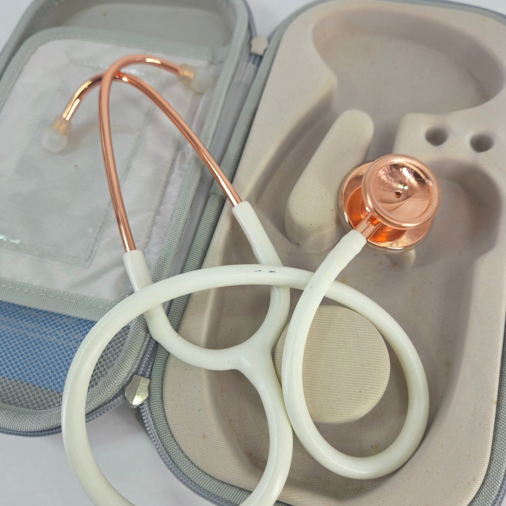 FriCARE Rose Gold Dual Head Stethoscope w carrying case & light Medical Dr Nurse - Picture 4 of 13